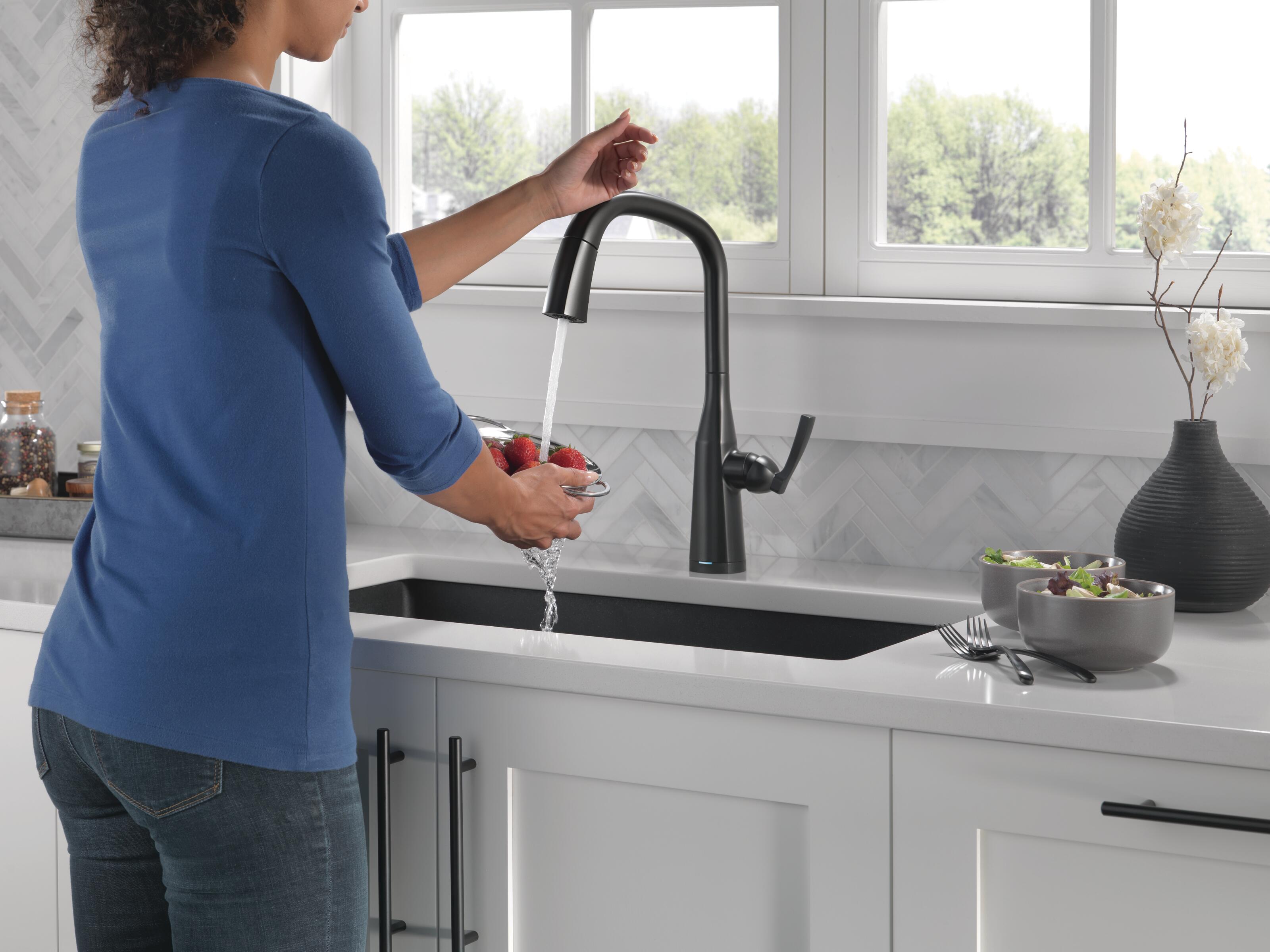 A touch-activated faucet can be installed as quickly as this weekend